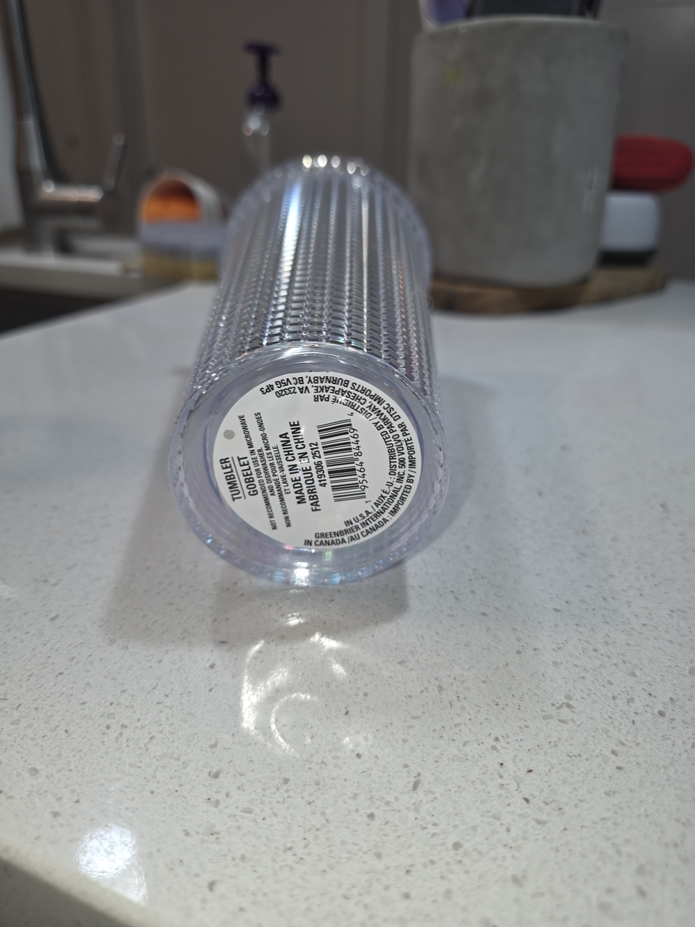 Iridescent Textured Tumbler with Straw - White/Clear - Picture 4 of 4
